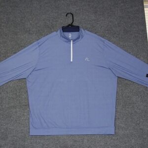Rhoback Mens XXL Blue Gingham 1/4 Zip Pullover Golf Shirt LS Performance